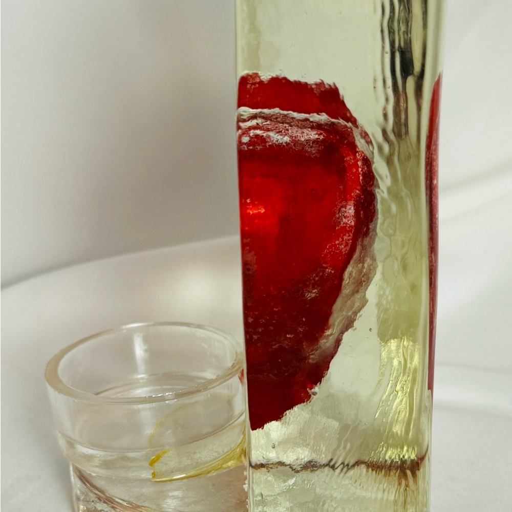 Blown Glass Red Heart Tea Light Candle Holder Block Decor - last chance! - Picture 3 of 12